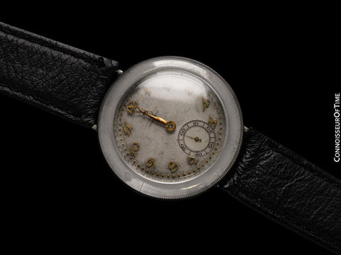 1920's Movado Full Hermetic Mens Nickel Watch - Early Waterproof Design