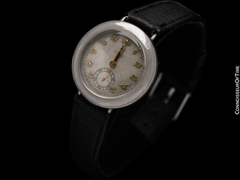 1920's Movado Full Hermetic Mens Nickel Watch - Early Waterproof Design