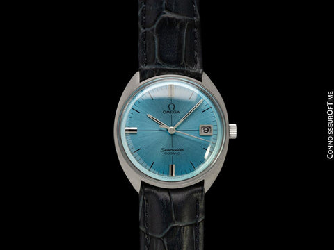 1969 Omega Vintage Mens Seamaster Cosmic Retro Handwound Watch with Sky Blue Dial - Stainless Steel