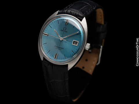 1969 Omega Vintage Mens Seamaster Cosmic Retro Handwound Watch with Sky Blue Dial - Stainless Steel