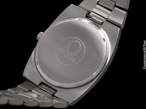 1977 Omega Geneve Vintage Mens Automatic Bracelet Smoked Sapphire Dial Watch - Stainless Steel