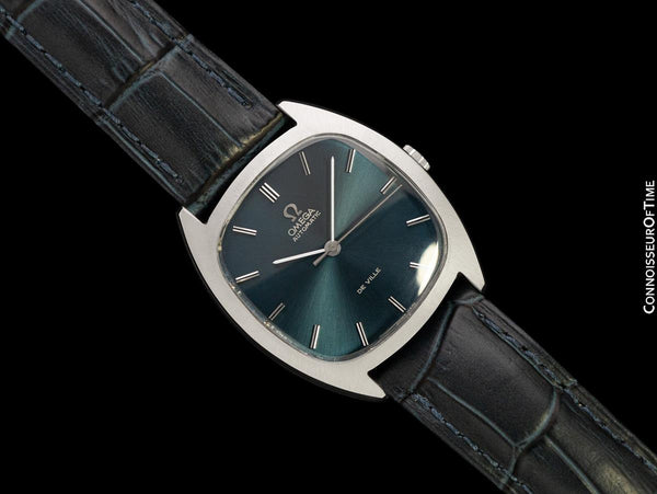 1973 Omega De Ville Vintage Mens Automatic Smoked Sapphire Watch - Stainless Steel