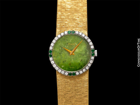 Piaget Ladies Vintage Cocktail Watch - 18K Gold and Factory Piaget Diamonds, Emeralds & Nephrite Jade