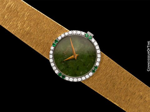 Piaget Ladies Vintage Cocktail Watch - 18K Gold and Factory Piaget Diamonds, Emeralds & Nephrite Jade