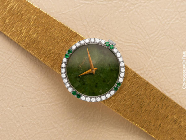 Piaget Ladies Vintage Cocktail Watch - 18K Gold and Factory Piaget Diamonds, Emeralds & Nephrite Jade