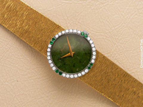Piaget Ladies Vintage Cocktail Watch - 18K Gold and Factory Piaget Diamonds, Emeralds & Nephrite Jade