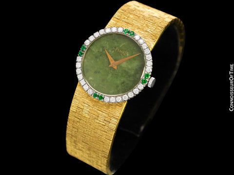 Piaget Ladies Vintage Cocktail Watch - 18K Gold and Factory Piaget Diamonds, Emeralds & Nephrite Jade