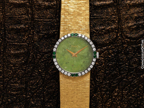 Piaget Ladies Vintage Cocktail Watch - 18K Gold and Factory Piaget Diamonds, Emeralds & Nephrite Jade