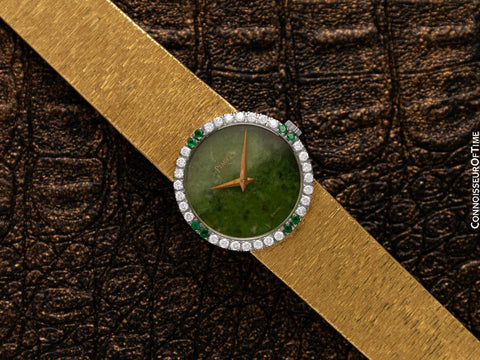 Piaget Ladies Vintage Cocktail Watch - 18K Gold and Factory Piaget Diamonds, Emeralds & Nephrite Jade