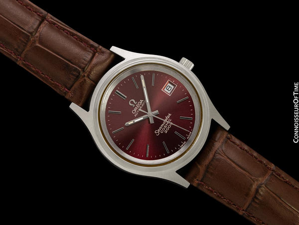 1971 Omega Seamaster Cosmic 2000 Vintage Retro Mens Dive Watch with Bordeaux Wine Dial - Stainless Steel