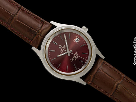 1971 Omega Seamaster Cosmic 2000 Vintage Retro Mens Dive Watch with Bordeaux Wine Dial - Stainless Steel