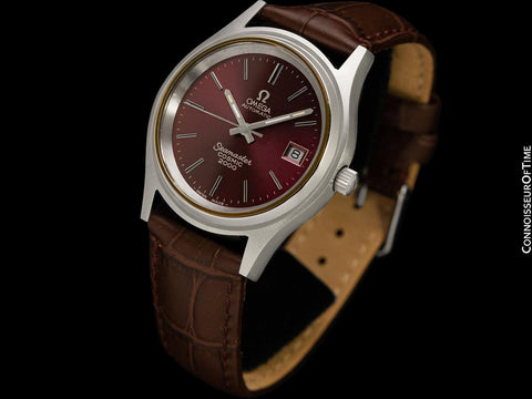 1971 Omega Seamaster Cosmic 2000 Vintage Retro Mens Dive Watch with Bordeaux Wine Dial - Stainless Steel