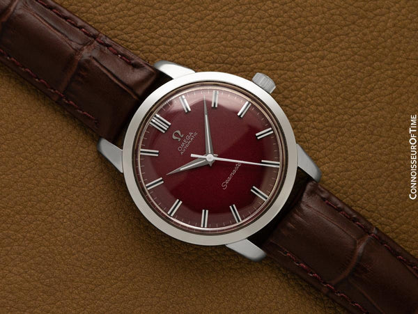 1961 Omega Seamaster Mens "Jumbo" Vintage Automatic Bordeaux Wine Dial Watch - Stainless Steel