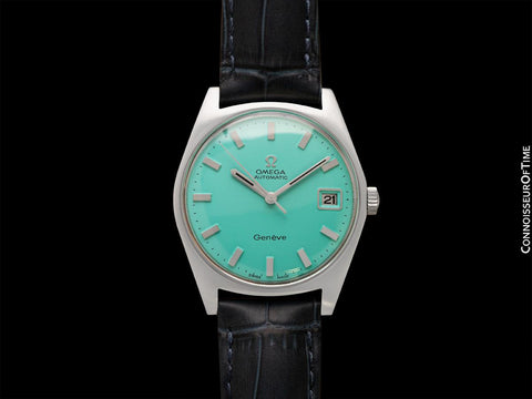 1969 Omega Geneve Vintage Mens Cal. 565 Automatic Watch with Tiffany & Co. Blue Dial - Stainless Steel