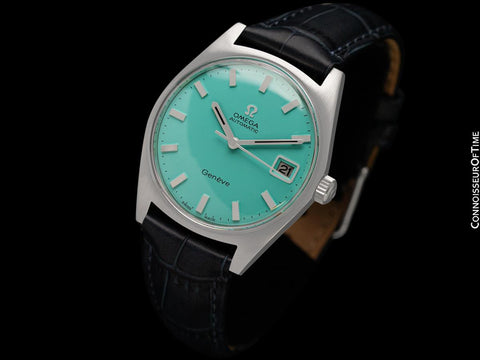 1969 Omega Geneve Vintage Mens Cal. 565 Automatic Watch with Tiffany & Co. Blue Dial - Stainless Steel