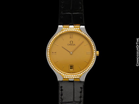 Omega De Ville "Symbol" Mens Stainless Steel & Solid 18K Gold Watch with Diamonds