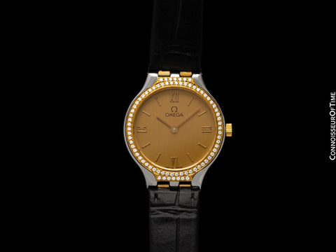 Omega De Ville "Symbol" Ladies Stainless Steel & Solid 18K Gold Watch with Diamonds
