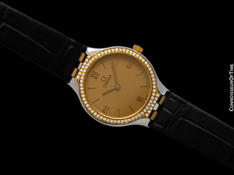 Omega De Ville "Symbol" Ladies Stainless Steel & Solid 18K Gold Watch with Diamonds