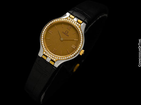 Omega De Ville "Symbol" Ladies Stainless Steel & Solid 18K Gold Watch with Diamonds