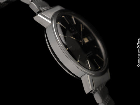 c. 1976 Omega Seamaster Mens Automatic, Double Quick-Set Day Date Black Dial Watch - Stainless Steel