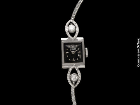 1960's Rolex Ladies Vintage Cocktail Watch - 18K White Gold & Diamonds