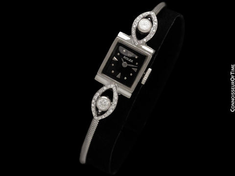 1960's Rolex Ladies Vintage Cocktail Watch - 18K White Gold & Diamonds