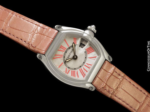 Cartier Roadster Ladies Christmas Limited Edition MOP Pink Dial Ref. W6206006 Watch - Stainless Steel