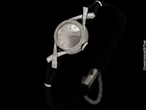 1950's Patek Philippe Vintage Ladies Ref. 3036 Watch with Sculpted Lugs - 18K White Gold & Diamonds