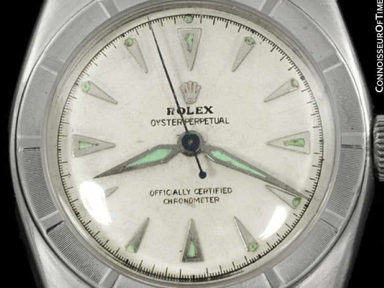 1951 Rolex Vintage Mens Oyster Perpetual Bubbleback Watch Ref. 6015 Stainless Steel