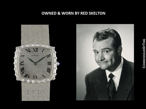 Owned & Worn By Red Skelton - 1970's Piaget Vintage Mens Bracelet Watch - 18K White Gold & Approx. 2 Carats of Diamonds