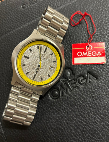 1971 Omega Seamaster Mens Vintage Stainless Steel 42mm Watch - Rare Near NOS Big Yellow with Box & Tag
