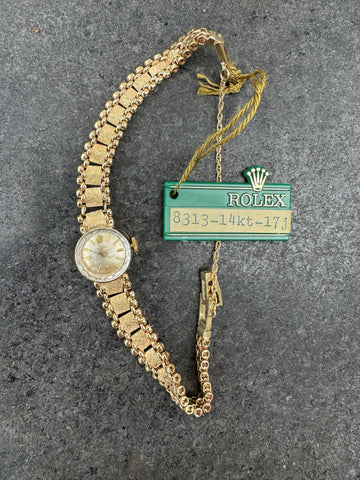 1970's Rolex Vintage Ladies Handwound Bracelet Watch with Box - 14K Gold