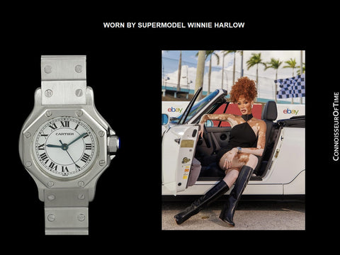 Cartier Santos Octagon Ladies Automatic Stainless Steel Watch - WORN BY SUPERMODEL WINNIE HARLOW (with photo)