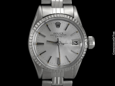 1961 Rolex Classic Vintage Ladies Date Datejust Watch, Silver Dial - Stainless Steel and 18K White Gold