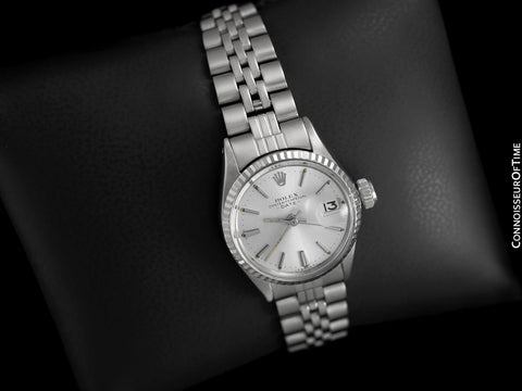 1961 Rolex Classic Vintage Ladies Date Datejust Watch, Silver Dial - Stainless Steel and 18K White Gold