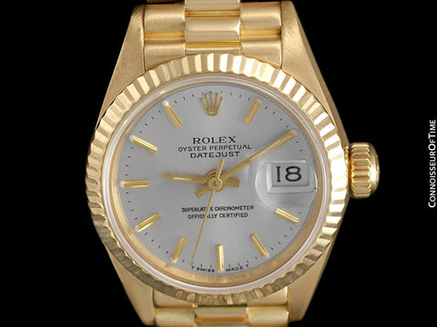 Rolex Ladies President Datejust, Quick-Setting Date, Silver Dial, 69178 - 18K Gold - Papers and Boxes