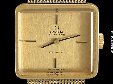 1973 Omega De Ville Mens Ladies Unisex "Emerald" Modern Watch By Andrew Grima - 18K Gold Plated and Stainless Steel