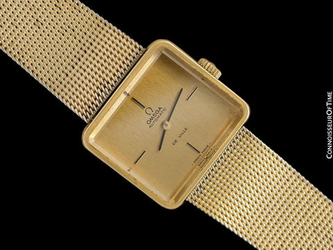 1973 Omega De Ville Mens Ladies Unisex "Emerald" Modern Watch By Andrew Grima - 18K Gold Plated and Stainless Steel