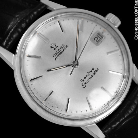 1968 Omega Seamaster Geneve Mens Vintage Watch with 565 Movement, Automatic, Quick-Setting Date - Stainless Steel