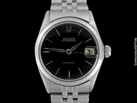 1966 Rolex Vintage Midsize Unisex 30mm Oysterdate Precision Ref. 6466 Date Watch - Stainless Steel