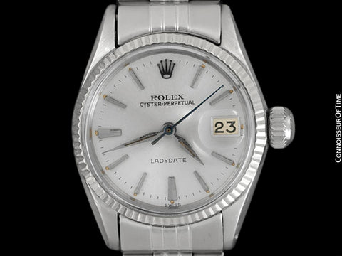 1961 Rolex Classic Vintage Ladydate Ladies Date (Datejust) Watch, Silver Dial - Stainless Steel and 18K White Gold