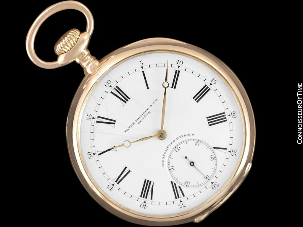 1915 Patek Philippe Chronometro Gondolo Vintage Antique Mens 51mm Pocket Watch 18K Rose Gold