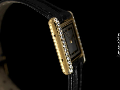 Cartier Ladies Tank Watch - Gold Vermeil, 18K Gold over Sterling Silver with Diamond Style CZ's