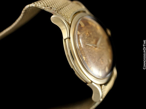 1954 Omega Vintage "De Luxe" Constellation with Bracelet - Tropical Dial - 14K Gold with Box