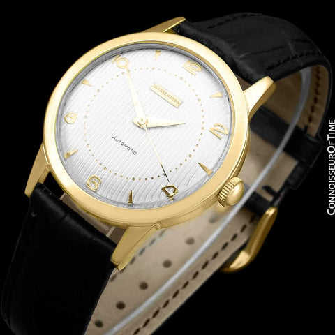 1950's Ulysse Nardin Vintage Mens Automatic Tuxedo Dial Watch - 18K Gold Plated and Stainless Steel