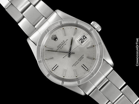 1973 Rolex Date (Datejust) Vintage Mens Watch with Silver Dial - Stainless Steel