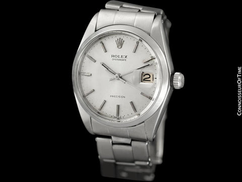 1969 Rolex Vintage Mens Oysterdate Date Watch, Silver Dial - Stainless Steel