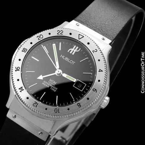 Hublot MDM Midsize Mens Automatic GMT Watch - Stainless Steel