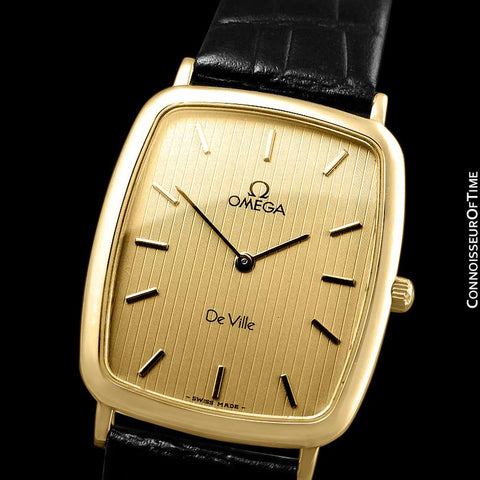 1980's Omega De Ville Vintage Mens Unisex Ultra Thin Dress Watch - 18K Gold Plated and Stainless Steel
