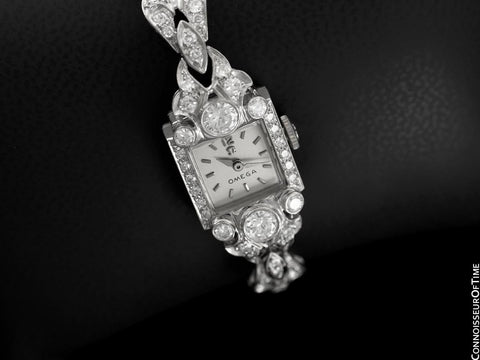 c. 1954 Vintage Ladies Watch with Omega Movement - Platinum with Over 2 Carats of Diamonds